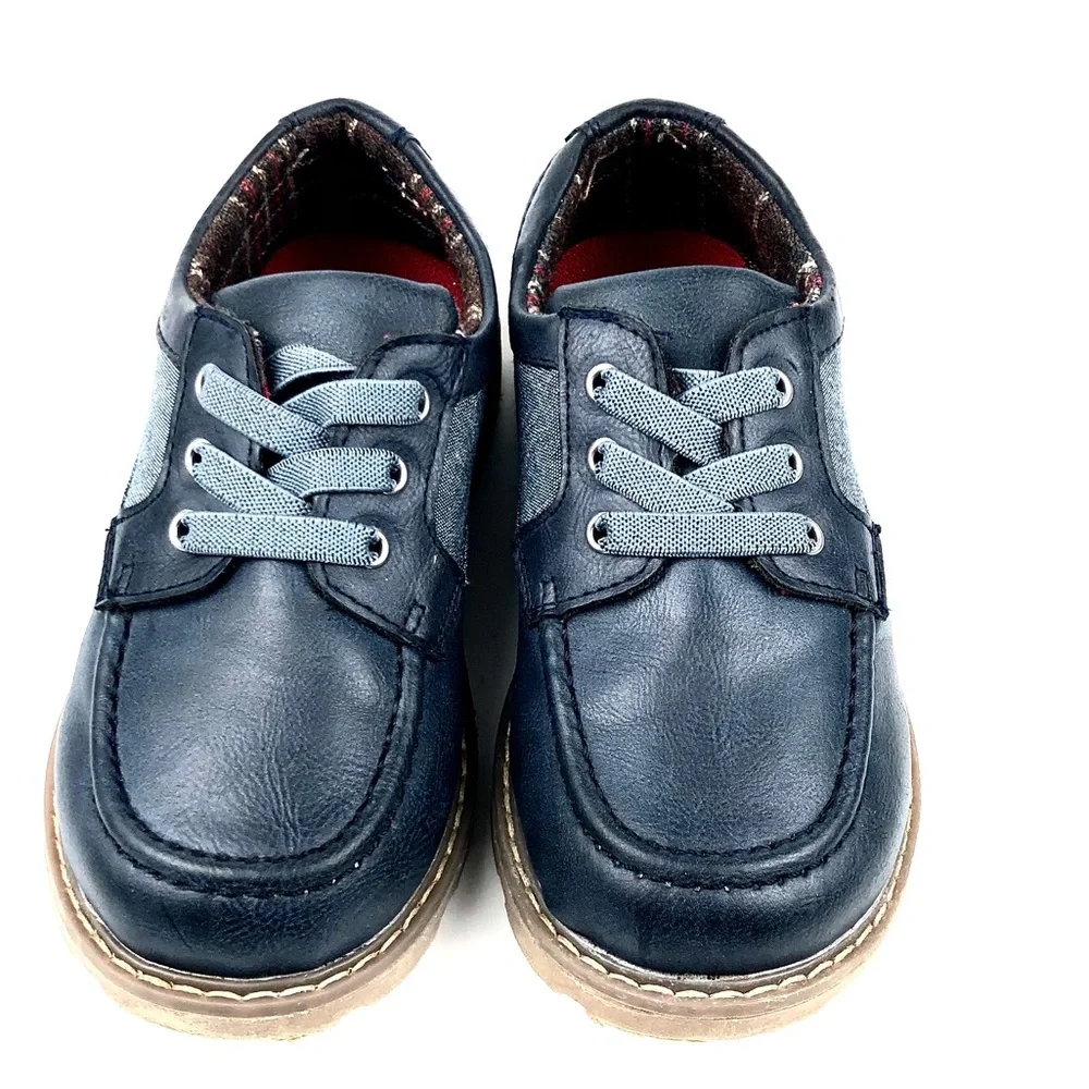 Lily & Dan Boys Navy Leather No Toe Oxfords Sz 11-12